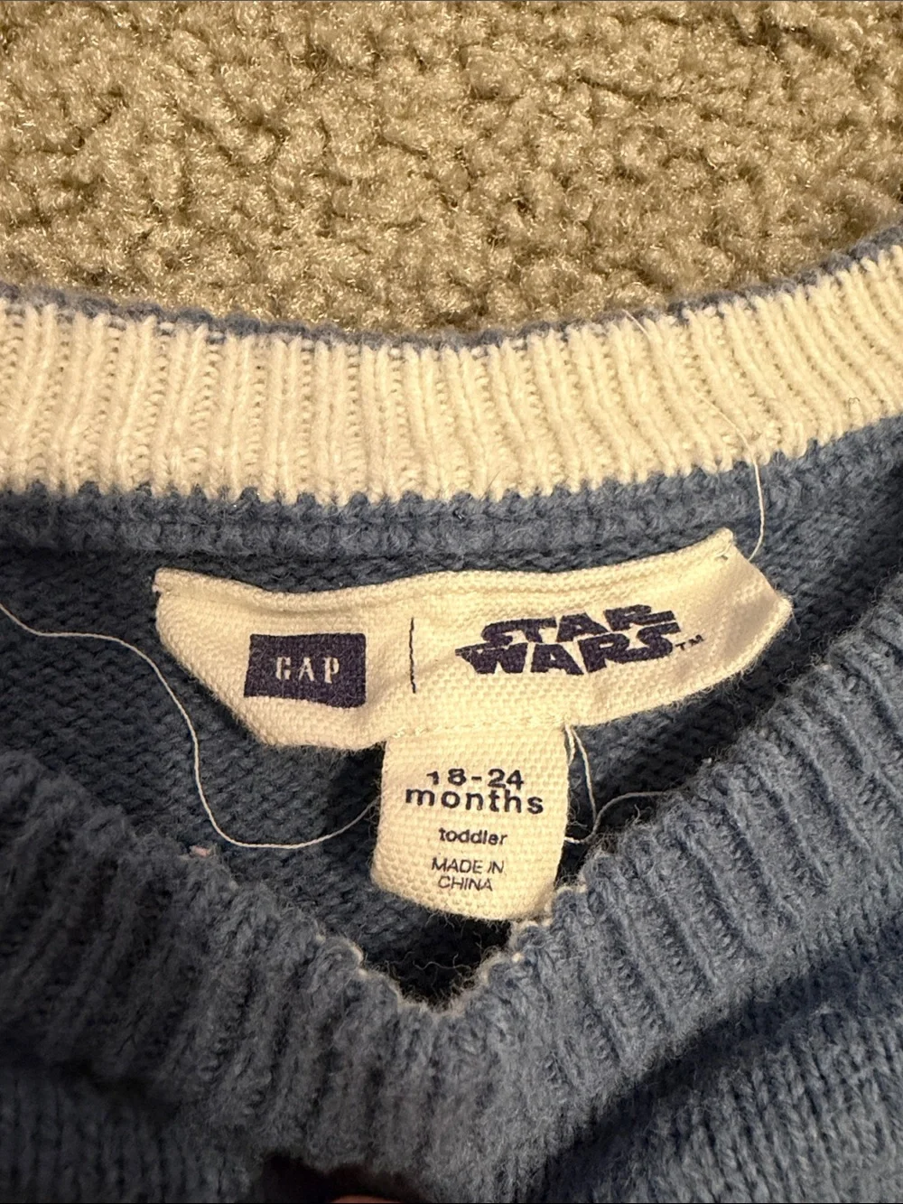Baby Gap Blue Star Wars Knit Sweater with Stormtrooper Motif